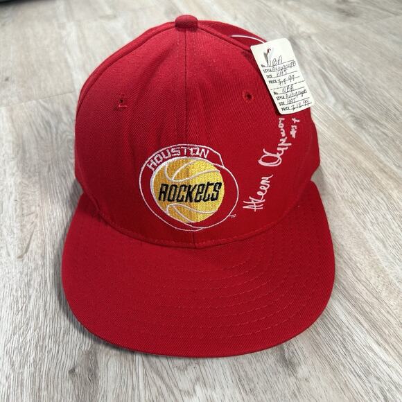 Vintage Houston Rockets Hakeem Oaljuwon‎ Hat NEW Snapback NBA AJD Red Wool USA - Picture 1 of 8